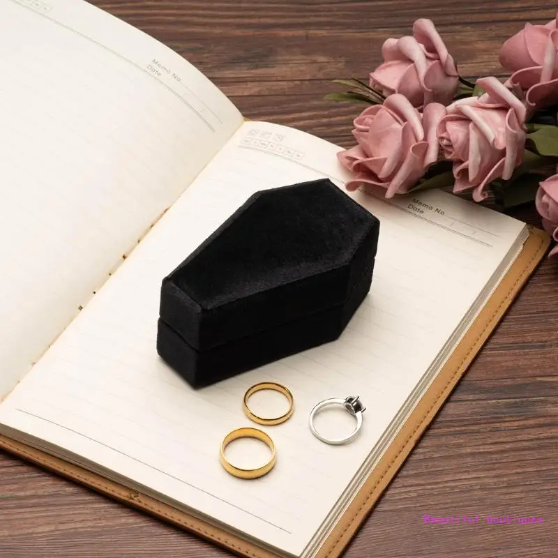 Coffin Ring Box Holder Showcase Ring for Engagement Proposal Jewelry Display with Detachable Lids DropShip