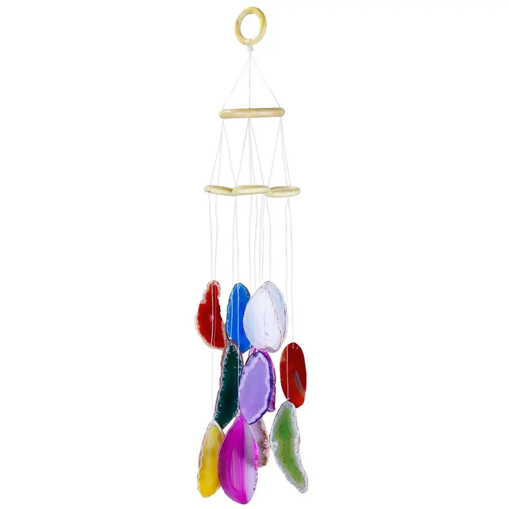 

TUMBEELLUWA Polished Irregular Agate Slices Wind Chimes Windchime for Home Garden Decoration 50cm-60cm