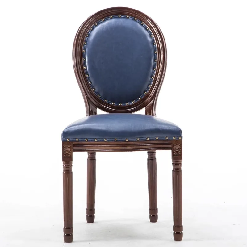 American solid wood dining chair, home retro casual European creative old chair with armrest back