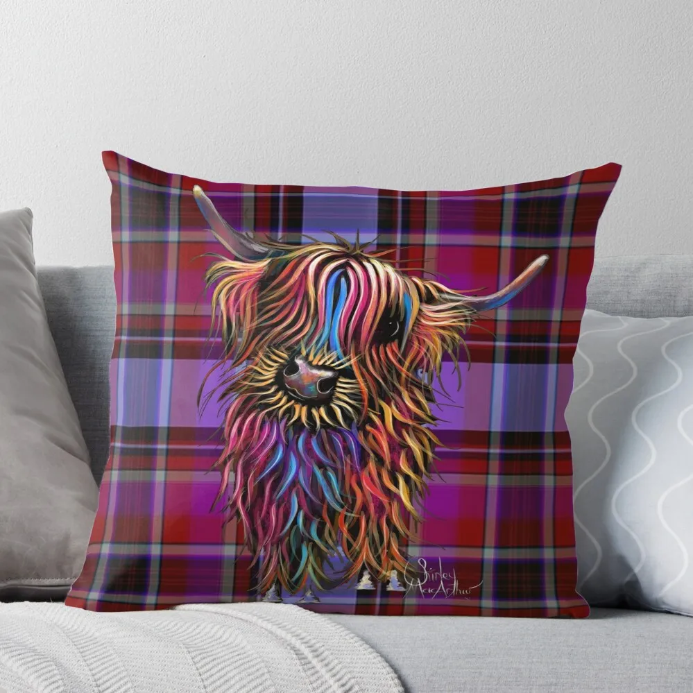 SCoTTiSH HiGHLaND CoW ' TaRTaN SuNFLoWeR ' by SHiRLeY MacARTHuR Throw Pillow home decor items covers for pillows