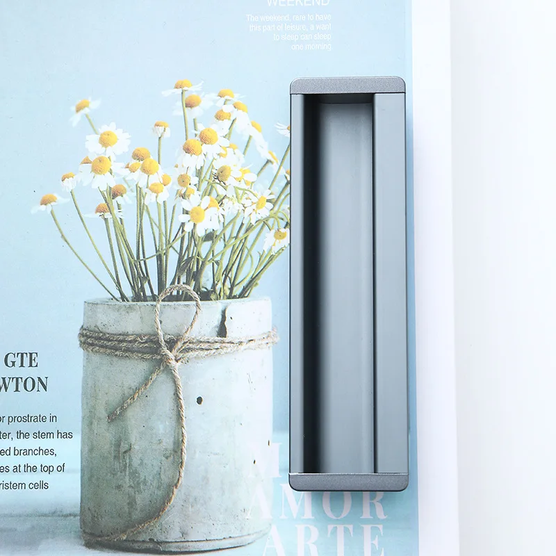

Modern Minimalist Aluminum Alloy Door Pulls Drawer Sliding Door Groove Embedded Hidden Hardware Handles for Cabinets