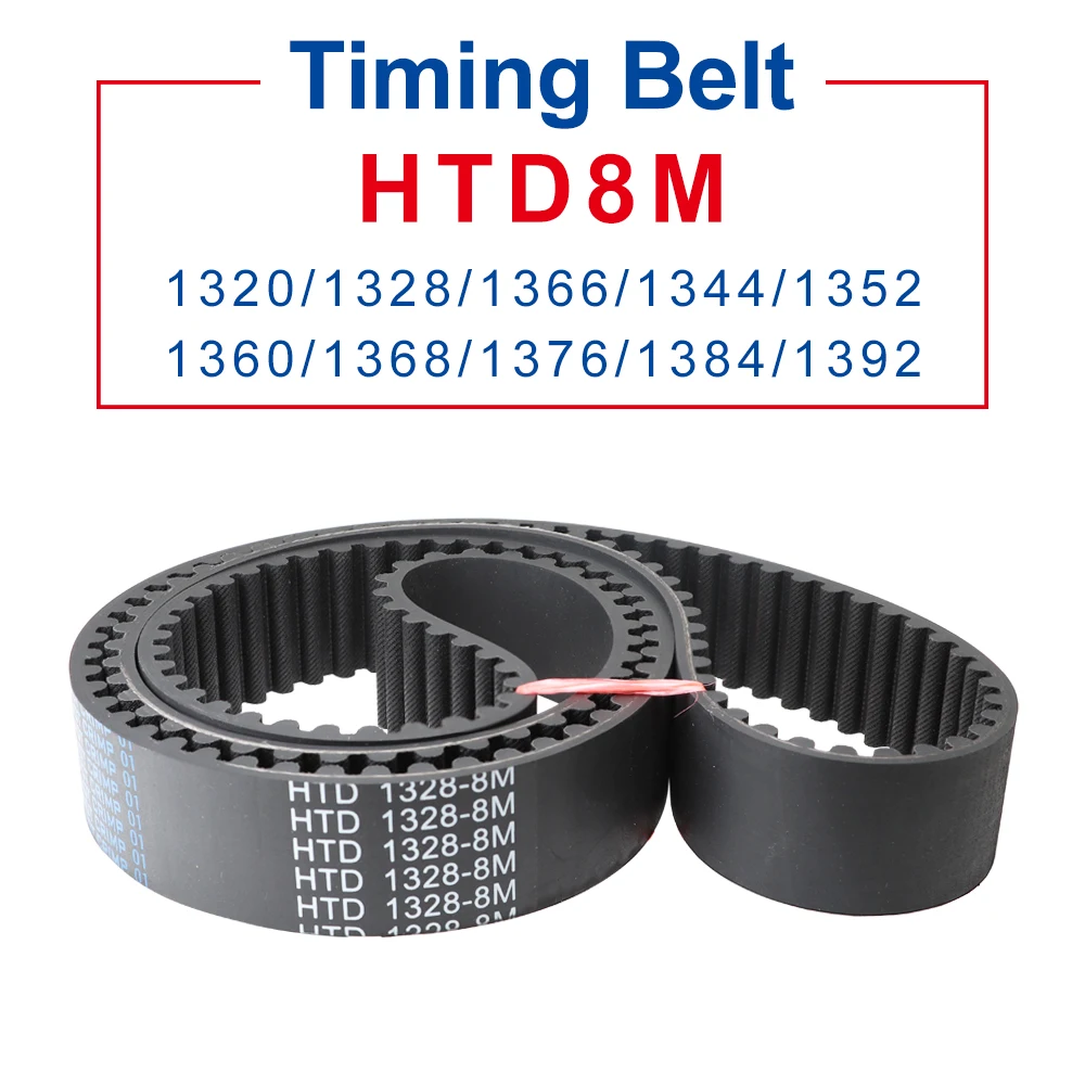 

1 PCS Timing Belt HTD8M-1232/1240/1248/1256/1264/1272/1280/1296/1304/1312 Circular Arc Teeth Rubber Belt Width 20/25/30/40mm