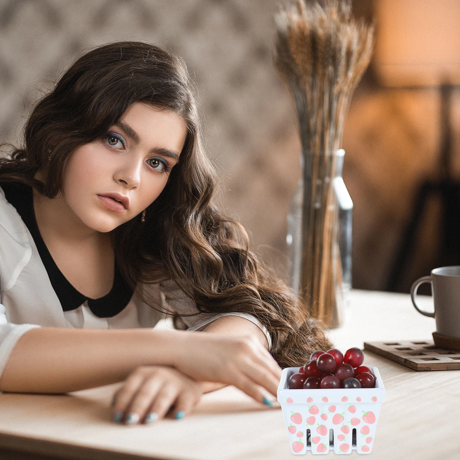 

2pcs Fruit Bowl Basket Reusable Drain Snack Container Kitchen Storage Bowls Lightweight Stackable Melamine Fruit Trays Dried