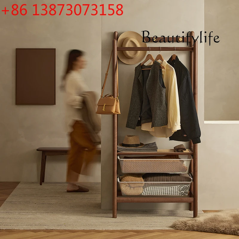 

Nordic Light Luxury Solid Wood Hanger Modern Minimalist Living Room Storage Rack Small Apartment Household Coat Rack