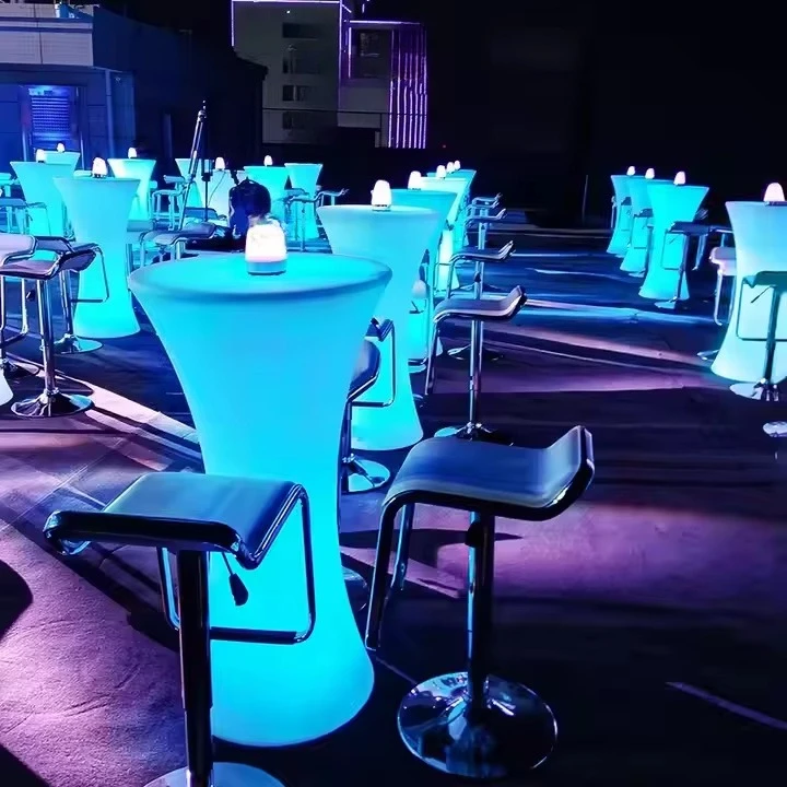 Atmospheric luminous round small waist bar outdoor waterproof plastic table outdoor garden wedding hotel