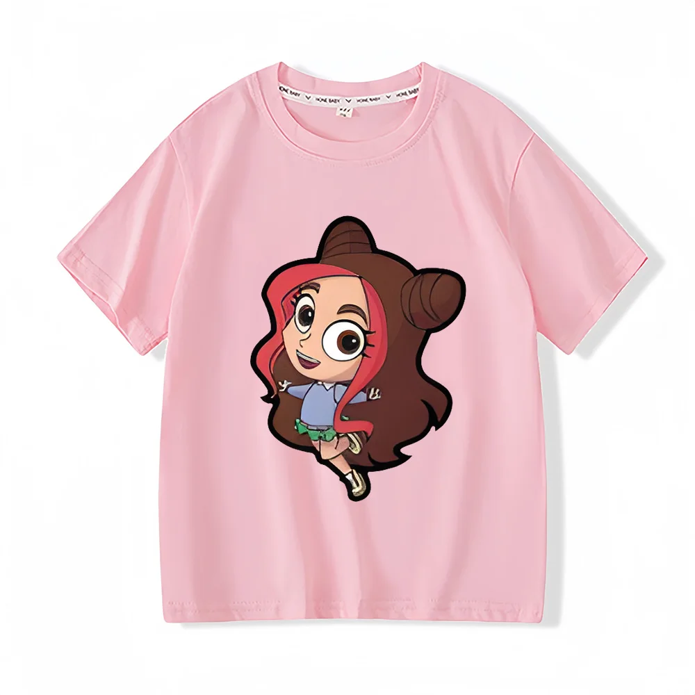 A4 Cartoon Graphic Kids T-shirt Girls Soft Cotton Short Sleeve Tshirt Boy Comfortable Round Neck Tees Children Boutique Clothing