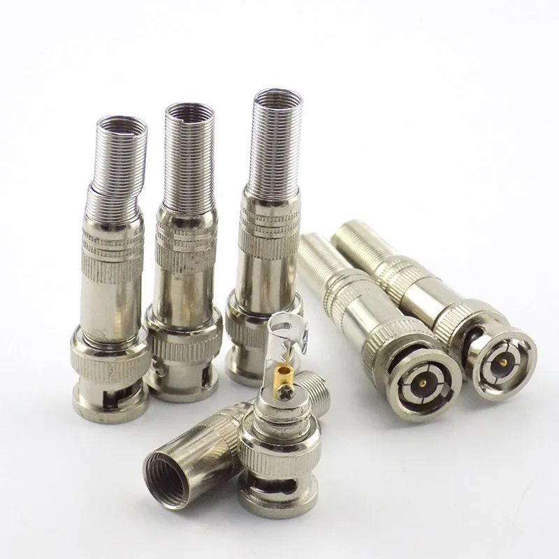 2/10pcs BNC male Connector Jack Coaxial RG59 Twist Spring Adapter Twist-on BNC Male CCTV video Camera Accessories E1