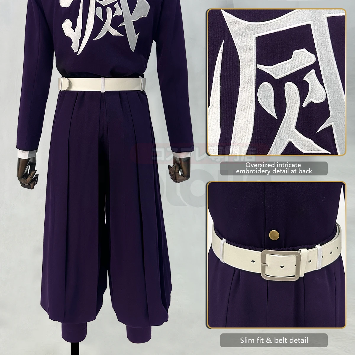 HOLOUN アニメ胡蝶しのぶコスプレ衣装ウィッグ刺繍パープルトップ