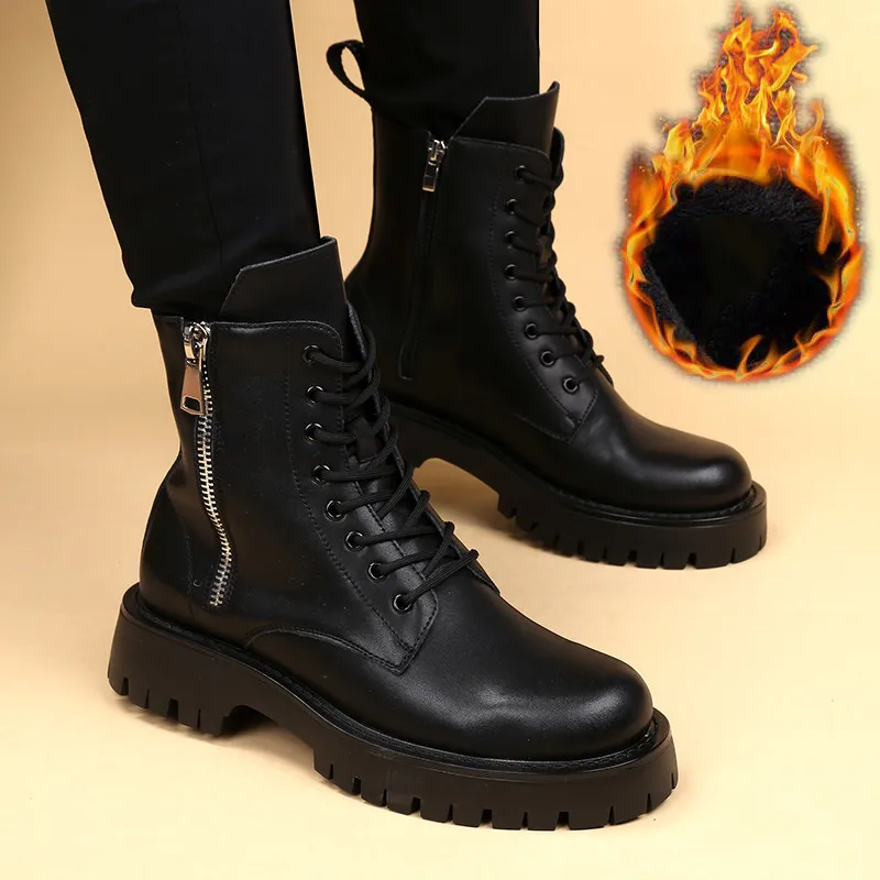 England designer chelsea boots for men casual warm plush winter shoes black platform boot outdoors snow botas cowboy footwear