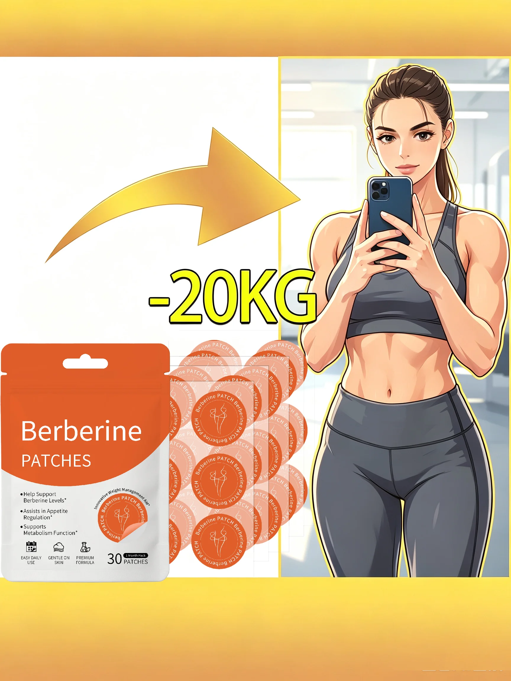 Korean Hot Item 30Pcs Wᴇɪɢʜᴛ Mᴀɴᴀɢᴇᴍᴇɴᴛ Pᴀᴛᴄʜᴇꜱ, Eᴀꜱʏ Uꜱᴇ Bᴏᴅʏ Sʟɪᴍᴍɪɴɢ Cᴀʀᴇ Sᴛɪᴄᴋᴇʀꜱ