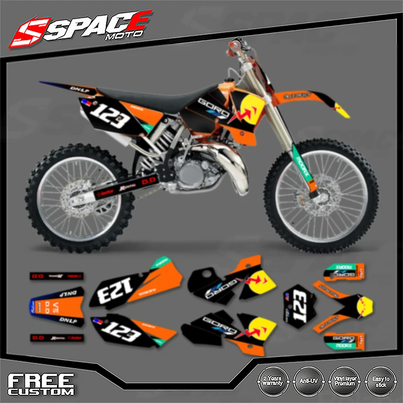 

SPACE индивидуальная мотоциклетная графическая фоновая наклейка для KTM 2003 2004 SX SXF 2004 EXC 125 250 300 350 450 наклейки наборы 11