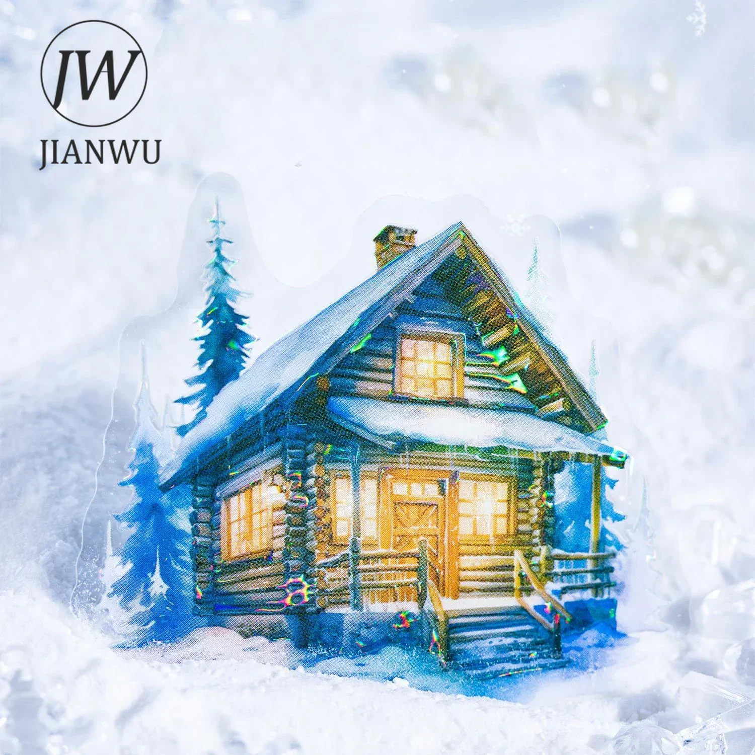 JIANWU 10 Sheets Ice Crystal Snow Scene Series Vintage Plant Decor PET Sticker Creative DIY Journal Collage Stationery