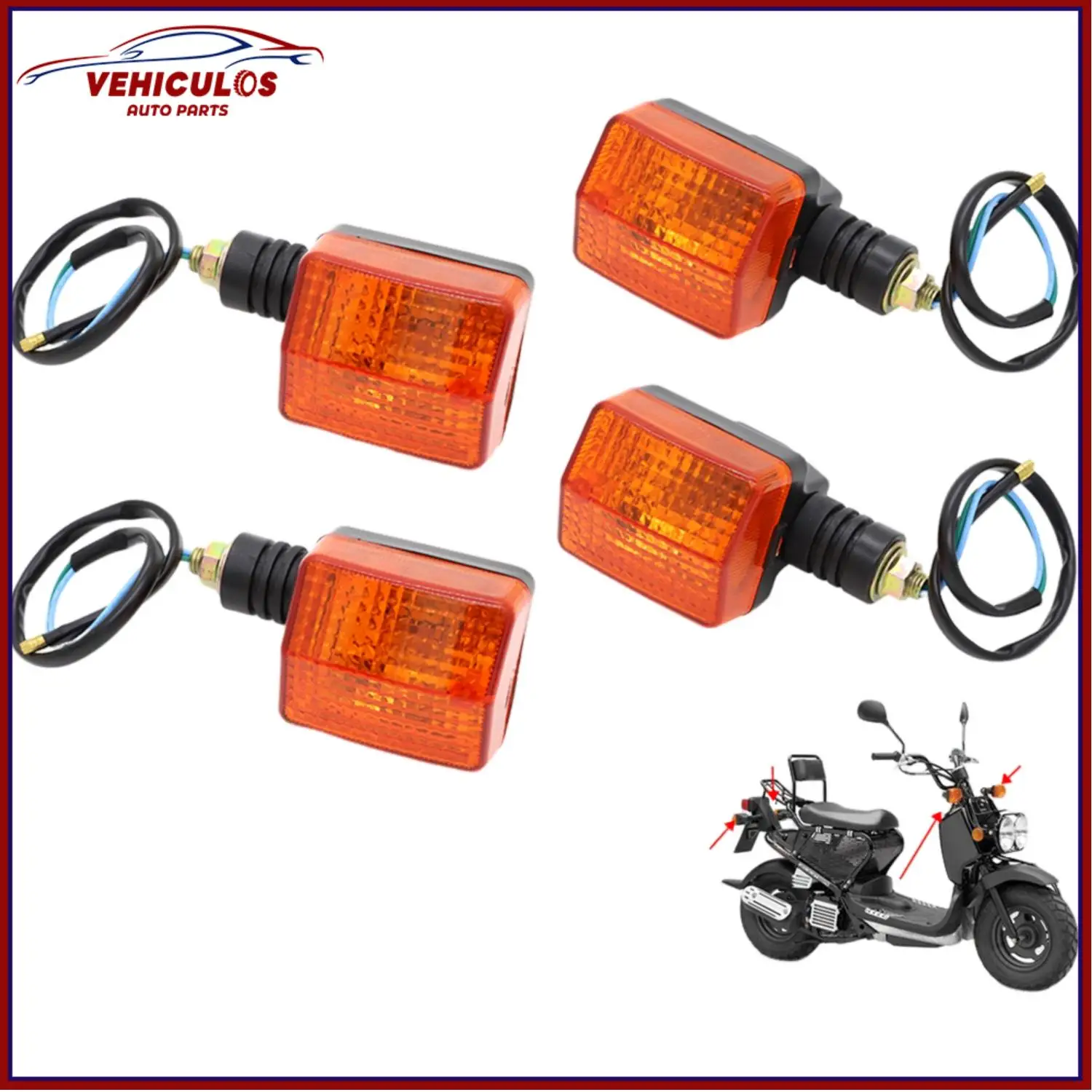 VEHICULOS 2 زوج الخلفية بدوره إشارة مؤشر ضوئي سكوتر الوامض لهوندا زومر NPS50 Ruckus 50 2003-2012 33650-GEZ-305