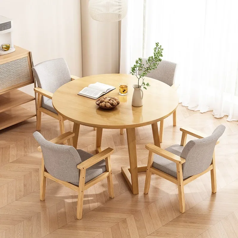Solid wood round table New Chinese dining Catering household small apartment Eating table Reception Commercial table