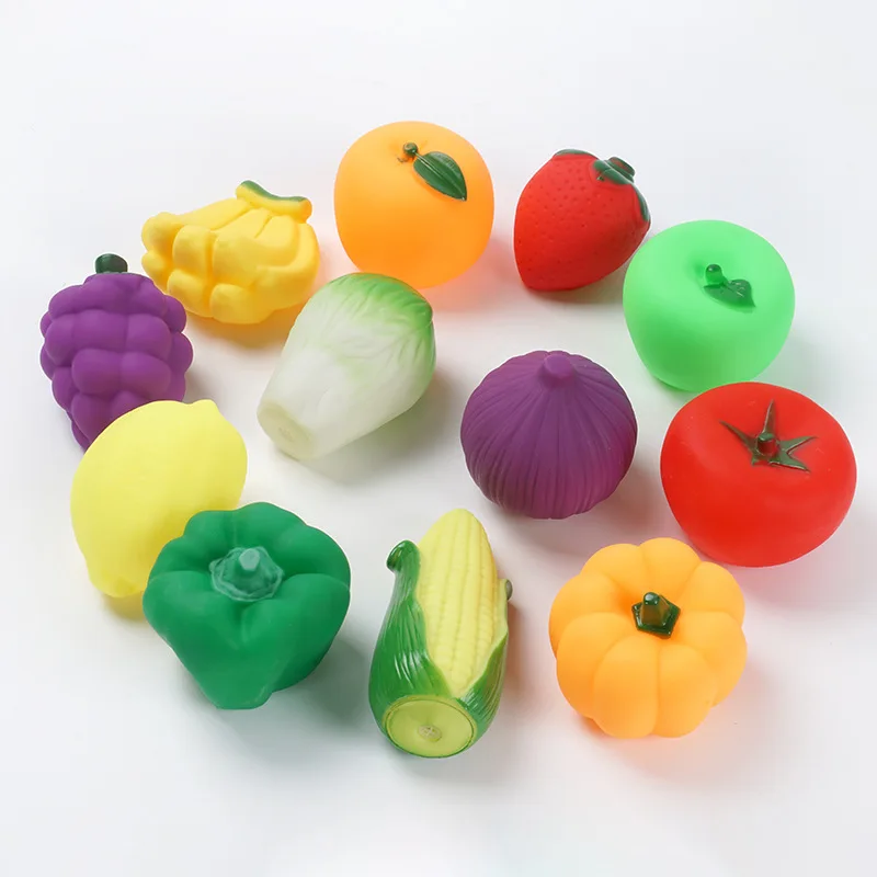 

Soft Simulation Vegetables And Fruits Baby Bath Toys Cute Pinch Will Call Children Cognitive Early Education Baby Bath Toys