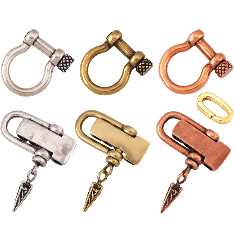 Trendy Antique Brass Horse Foot Carabiner Mountaineering Screw on Buckle Clasp,Luxury Handmade Hooks Chain Jewelry Supplies N03