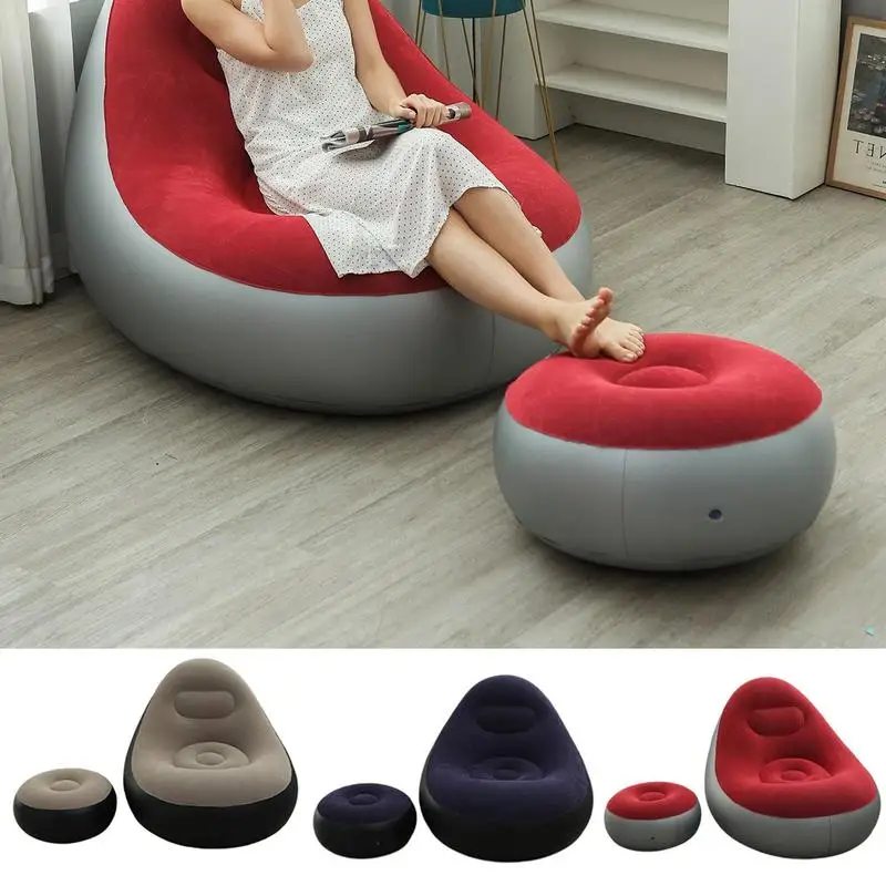 

Inflatable Sofa Chairs Folding Lazy Sofa Blow Up Couch With Footrest Stool Lounger Seat Bean Bag Sofas Living Room Supply Outdo