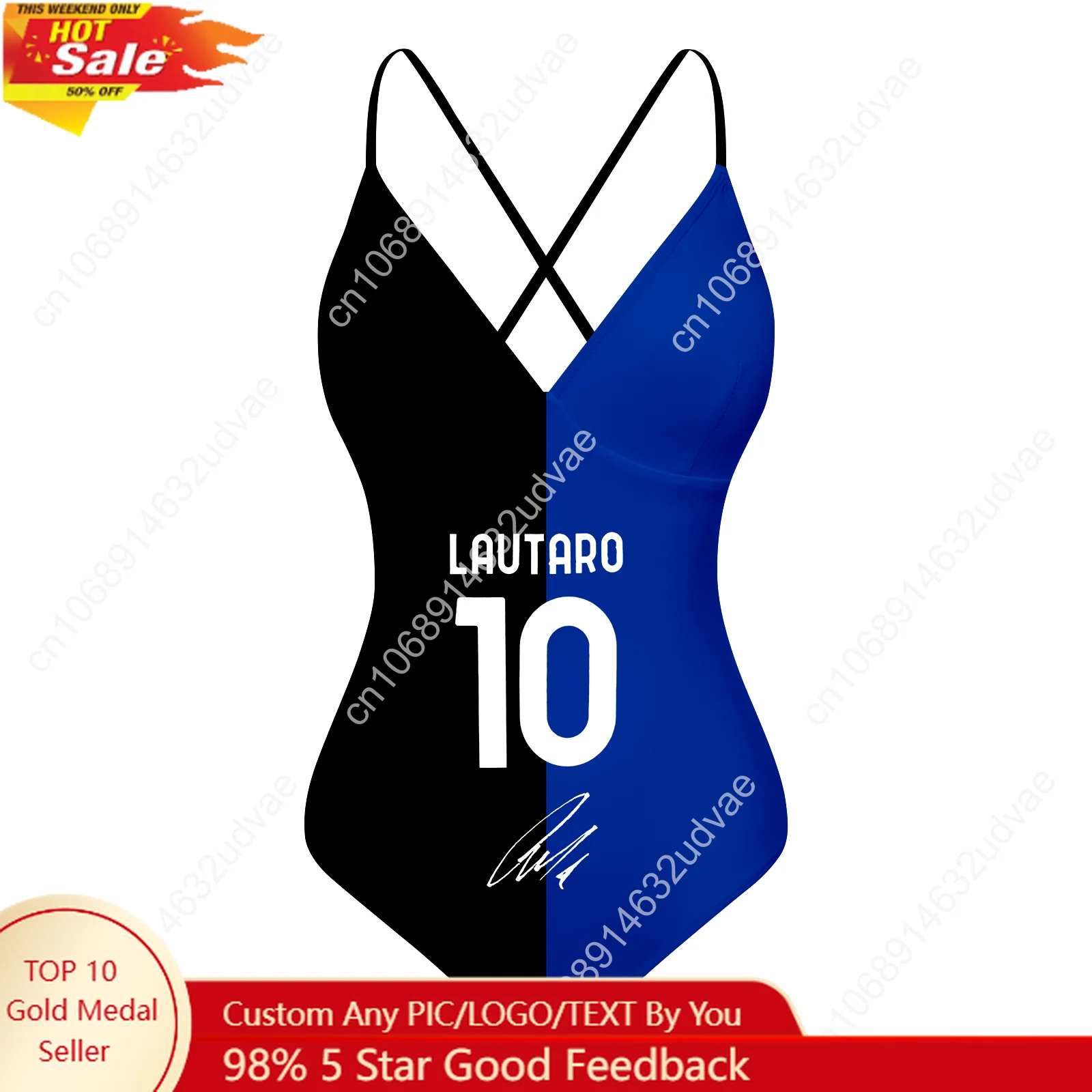 

Lautaro No.10 V-neck Halter Back Swimsuit Womens Bathing Suits Argentina Soccer Star Bikini Sexy Swimwear Custom Made Beachwear