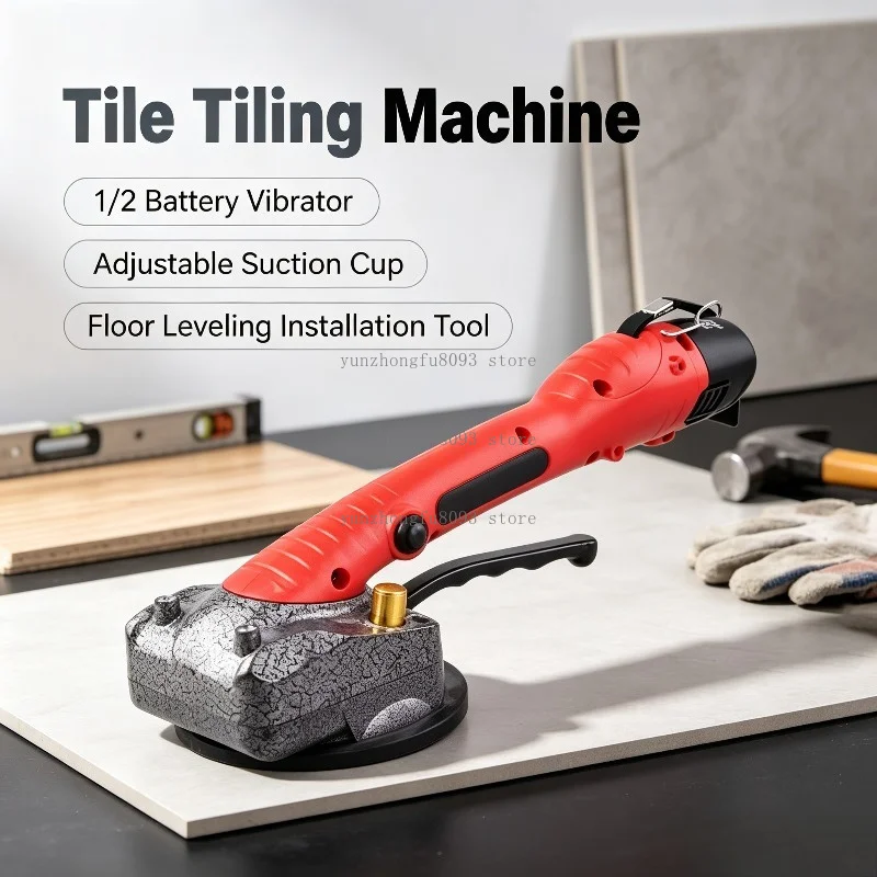 1/2 Battery Tile Tiling Machine, Adjustable Tile Vibrator Suction Cup, Floor Leveling Tool for Ceramic Tile Installation