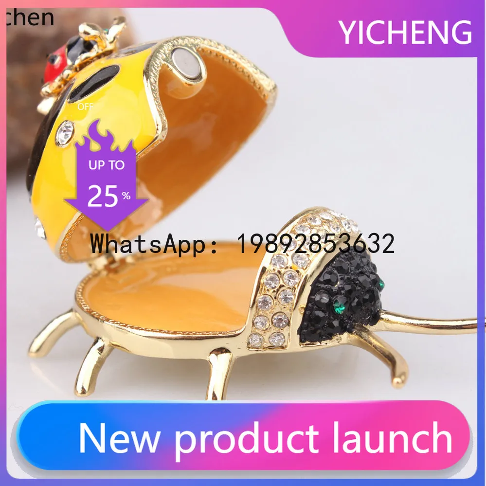 

ZZ Metal Enamel Seven-Spotted Ladybug Insect Beetle Ornament Creative Home Decoration Handmade