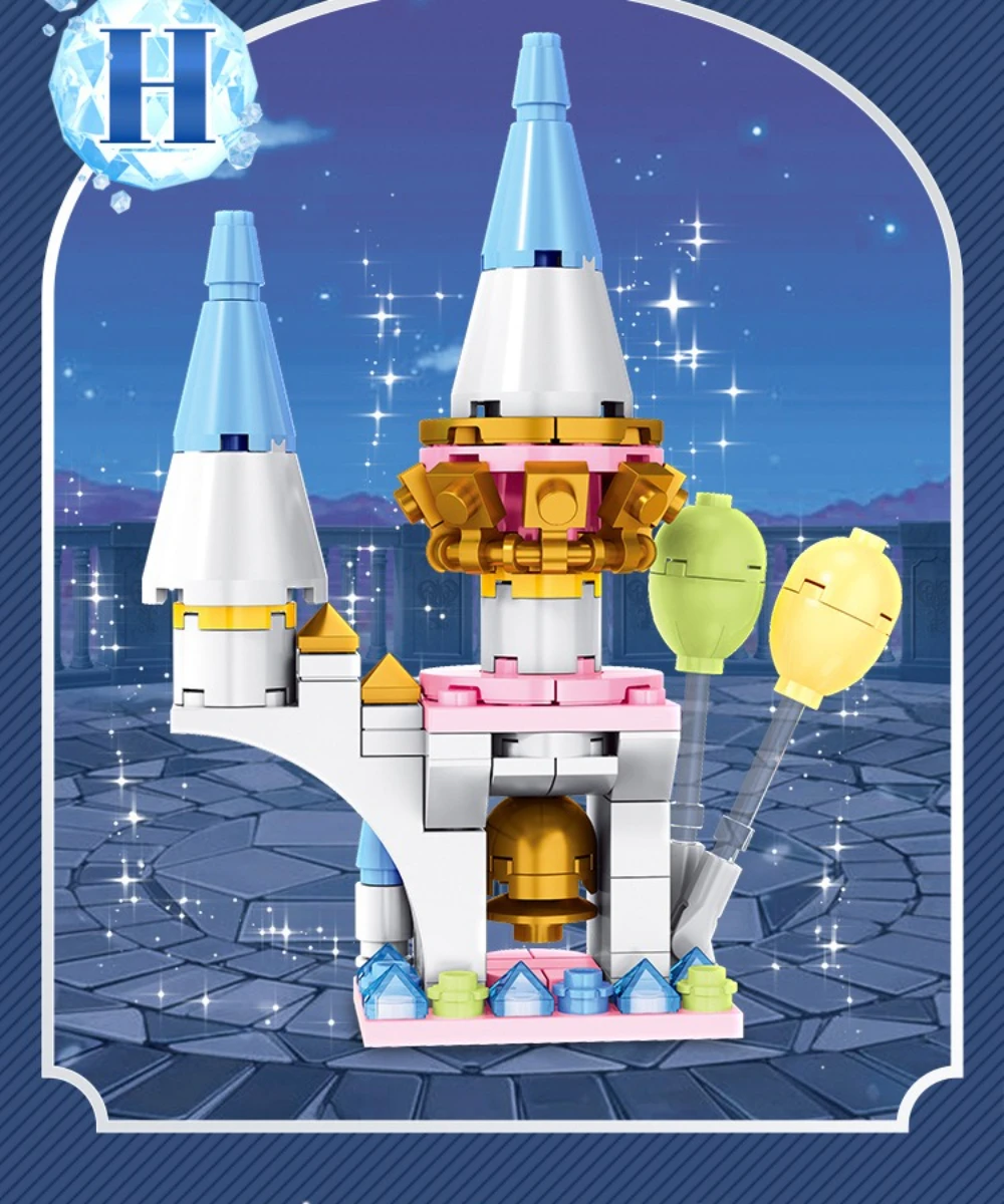 MOC – ensemble de blocs de construction de château du pays des merveilles 8 en 1, maison d'architecture magique médiévale, jouet pour enfants, cadeau d'anniversaire spécial pour journée