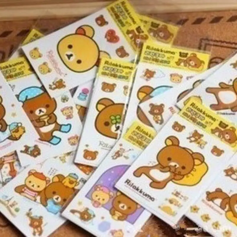 Random 10Pcs Kawaii Rilakkuma Stickers Cartoon Creative Styling Creative Styling Stickers Water Cup Mobile Phone Decoration Gift