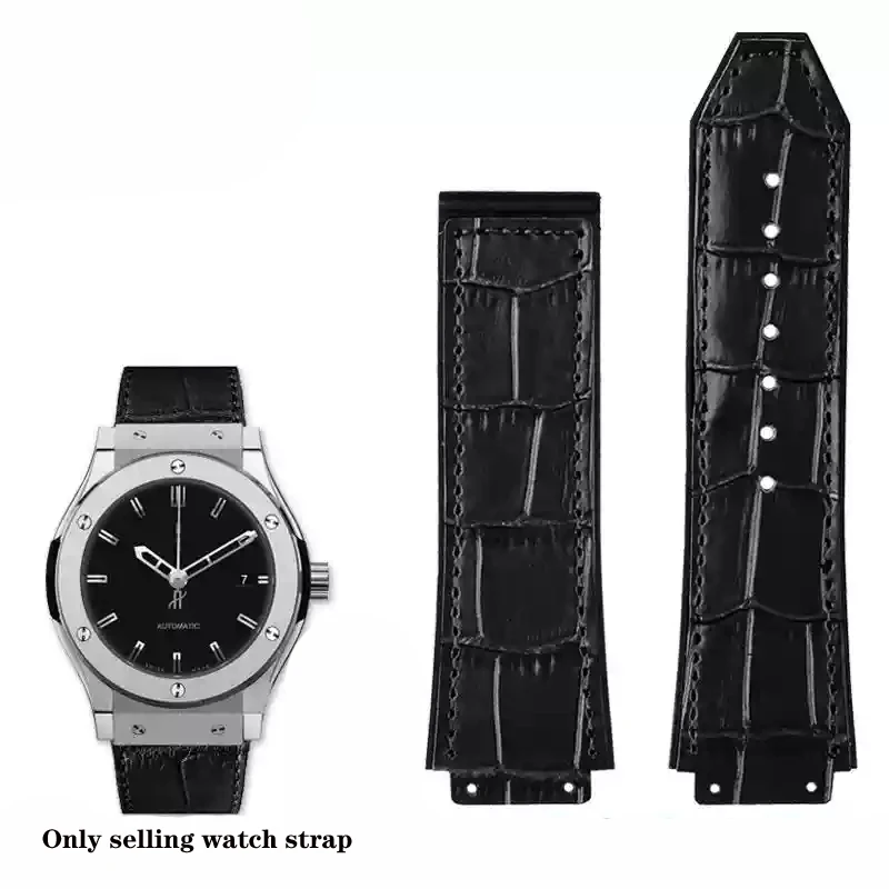 Genuine Leather Watchband for HUBLOT BIG BANG Waterproof Men's cowhide Watch Strap Rubber Watch chain Bracelet 25-19mm wrist