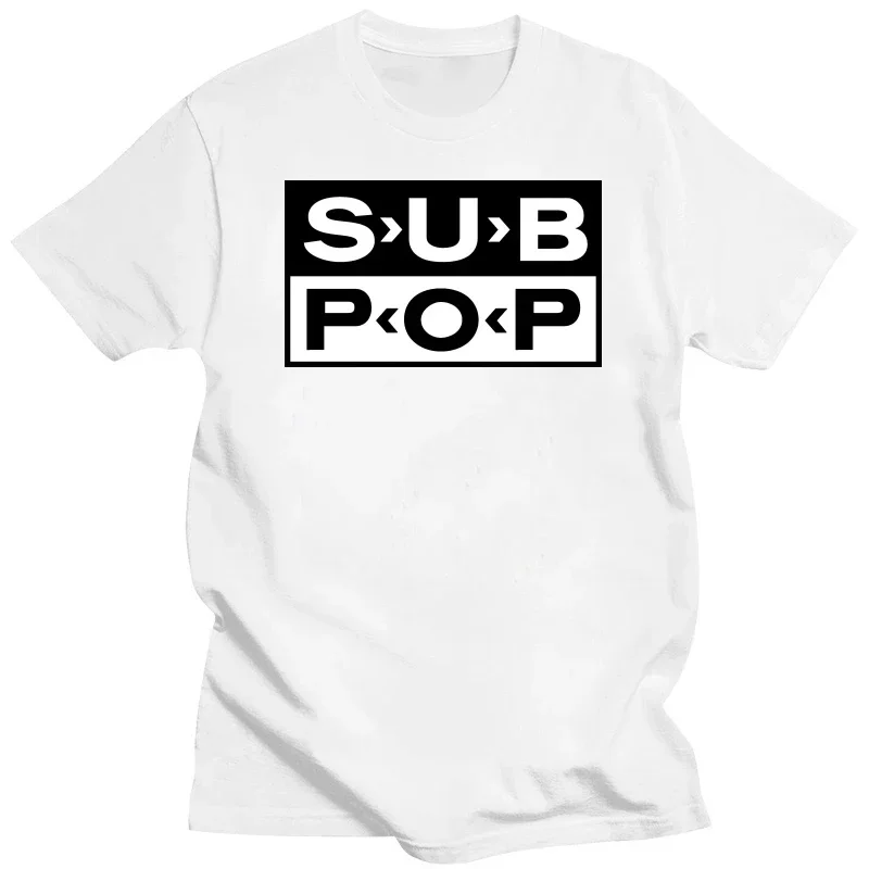 헤비웨이트 스타일 스트리트웨어 패션 빈티지 여름 남성 핫 세일, SUB POP 레코드 로고 티셔츠, 반팔 하라주쿠 패션 