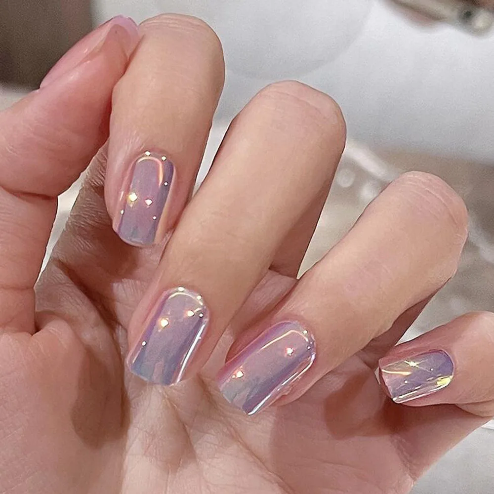 10 Rolls/doos Clear Laser Aurora Nail Transfer Folie Holografische Sterrenhemel Transfer Papier Nagelfolie Stickers Spiegel Nail sticker