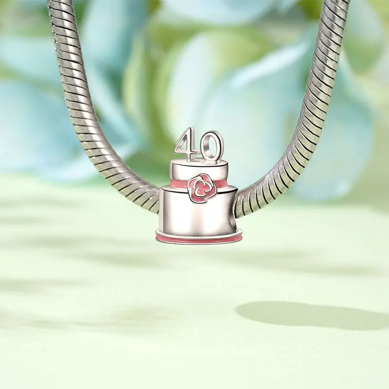 Breloques en argent regardé 925 pour femme, ballon à air chaud, pendentif joyeux anniversaire, perles, pendentif gâteau, convient au bracelet