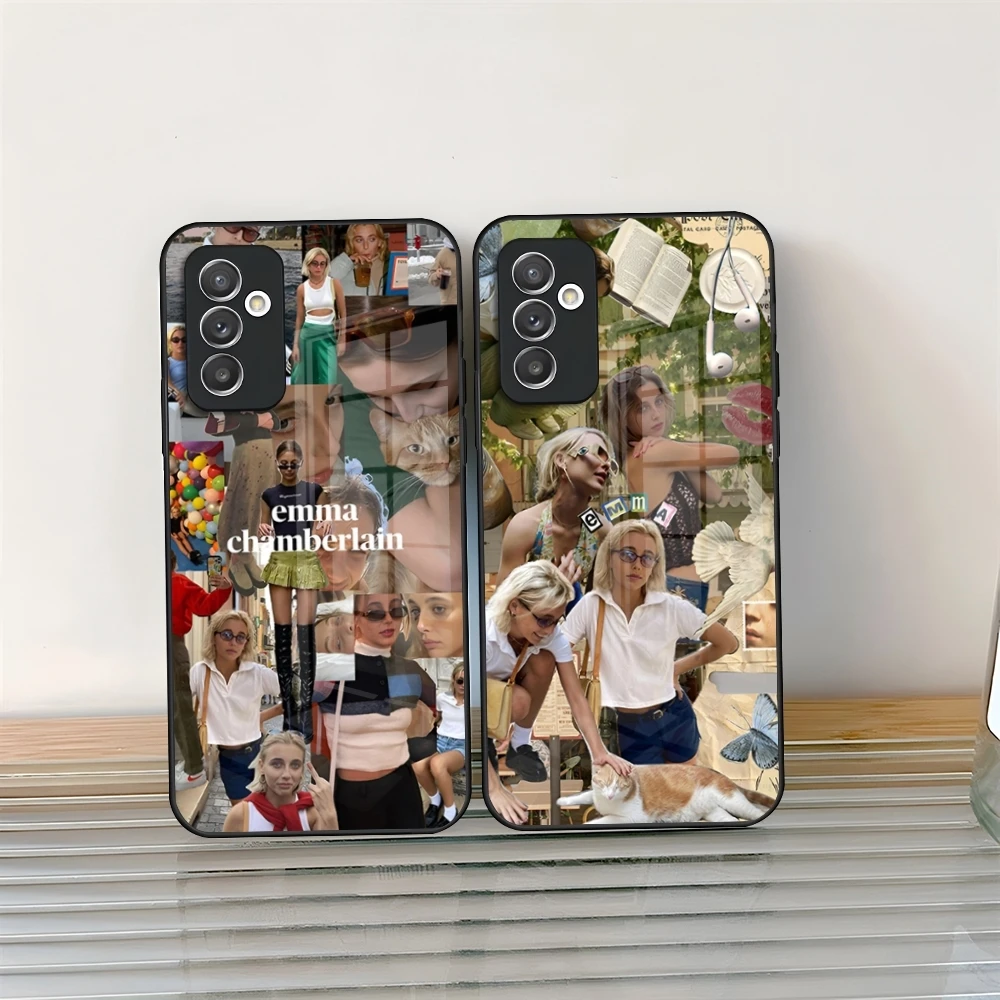 EmmaS ChamberlainS جراب هاتف زجاجي لهاتف سامسونج جالاكسي S24 S25 S21 S22 S20 S23 Ultra Fe Plus A34 A54 A24 A16 A52 M54