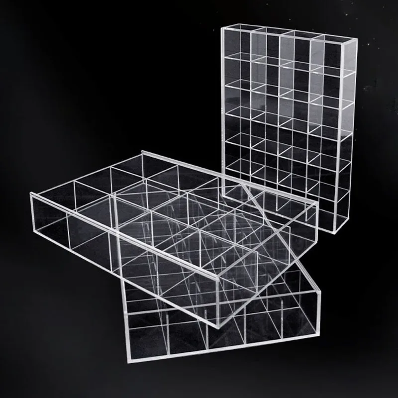 Acrylic Lattice Jewelry Storage Box Clear Partition for Nail Pieces Organization Loose Bead Display Case for Button And Small Cr