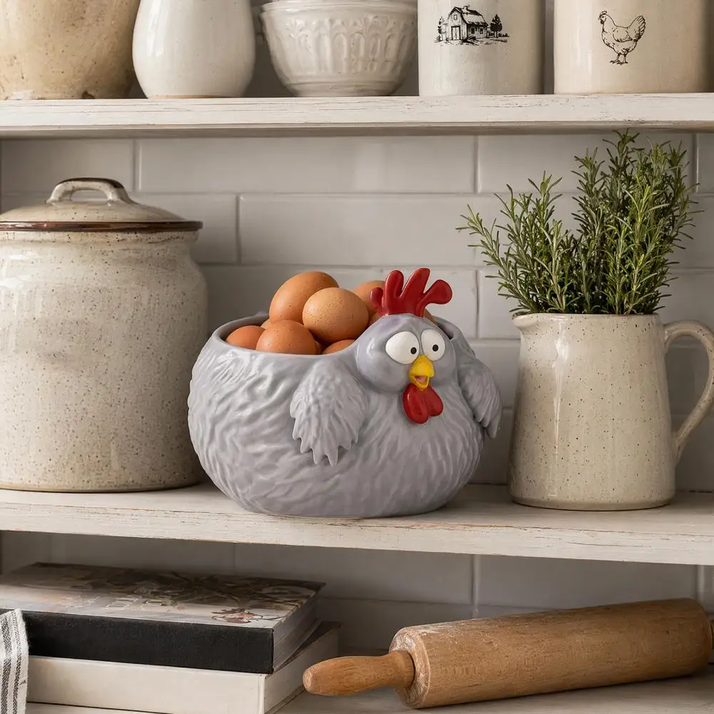 

Multipurpose Chicken Design Egg Collecting Basket Resin Rustic Egg Organizer Cute Fruit Vegetable Holder Home Use