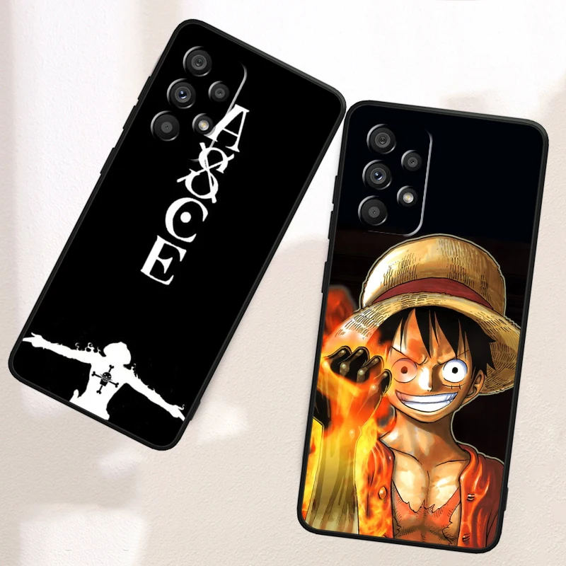 Anime Luffy satu bagian tren, untuk Samsung A53 A52 A33 A32 A51 A71 A21S A13 A73 A55 A22 A23 A35 A72 A54 A12 5G hitam lembut