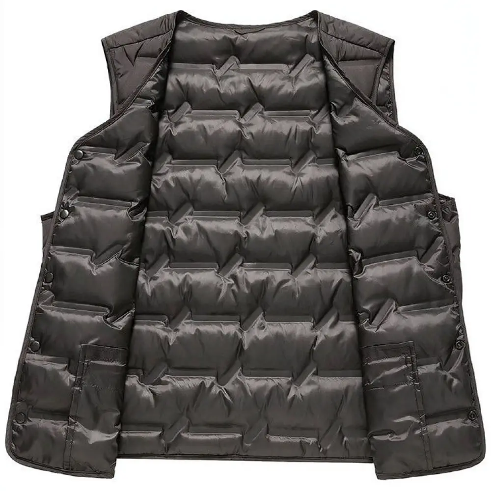 Mens Warm Cotton Vest Winter Thickened Sleeveless Jacket Casual Solid Color Thermal Waistcoat Classic Business Outdoor Outerwear