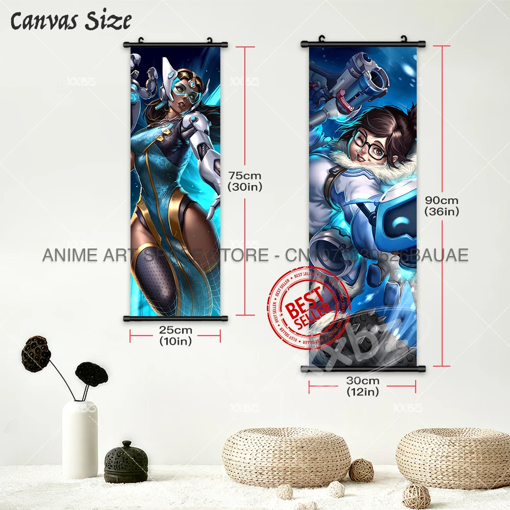 Overwatch Hanging Painting Sombra Game Poster Cassidy Wall Art Mei Scroll Picture Pharah Home Decoration Reaper Wallpaper Tracer