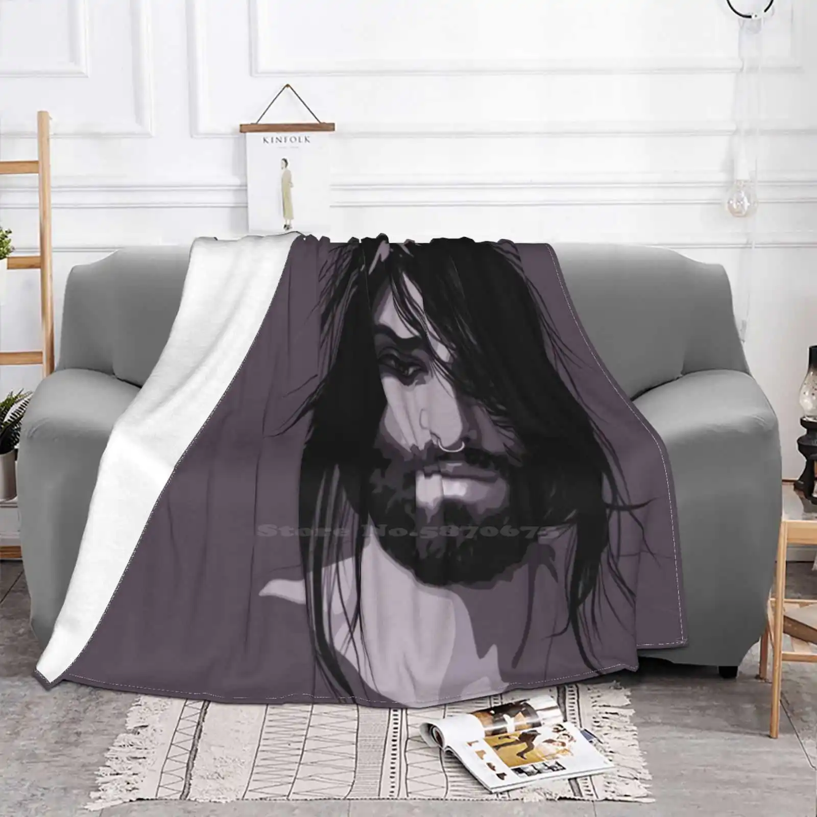 Tom Creative Design Comfortable Warm Flannel Blanket Conchita Wurst Singer Songwriter Beard Beautiful Popart Face Portrait Icon