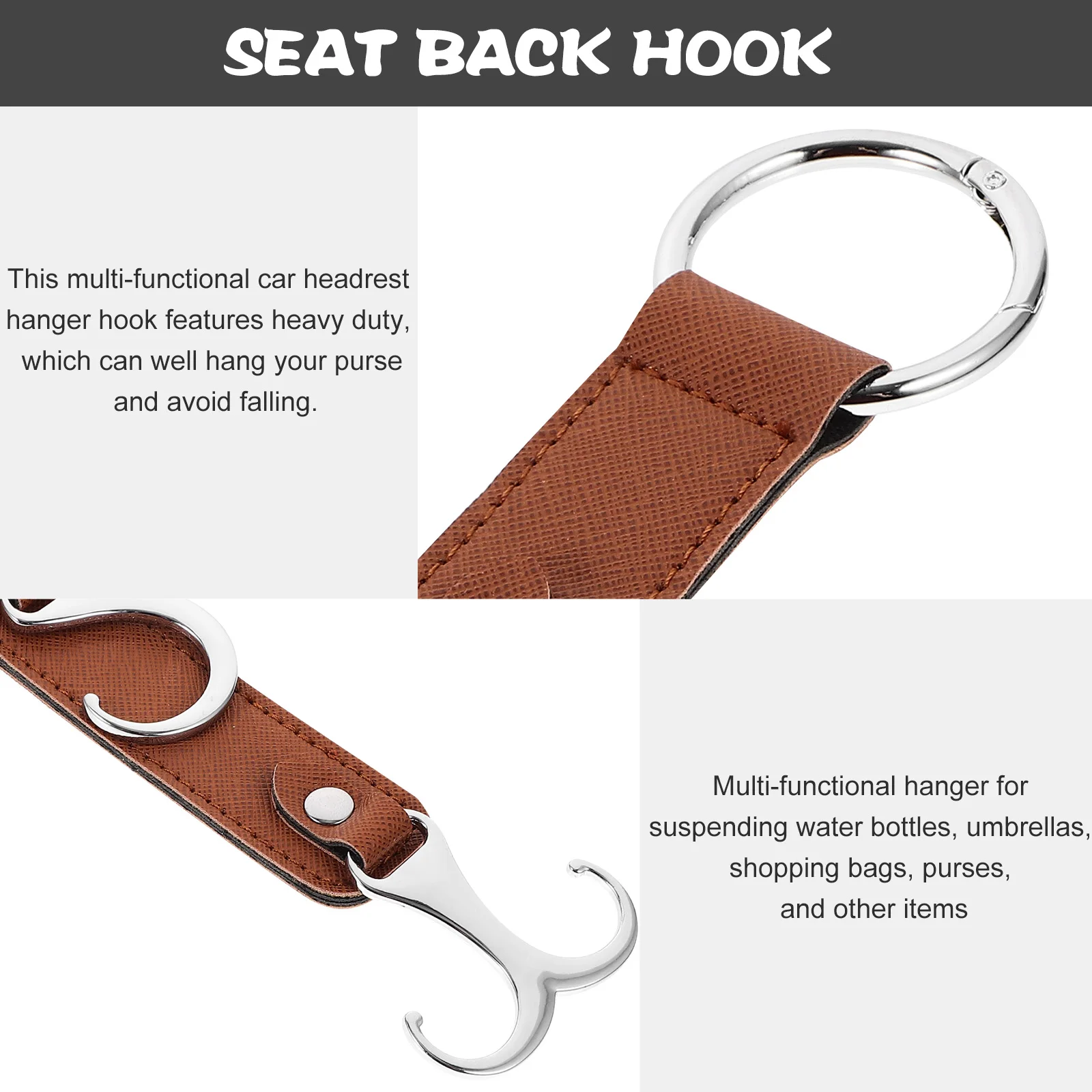 

Car Purse Hook Heavy Duty Headrest Hanger Hooks Multi-Functional Storage Organizer Accessories Bag Holder For Water
