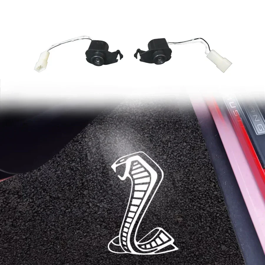 For Ford Mustang LED Rearview Mirror Projectors Horse Mark Snake logo Puddle Light 2015-2023 Welcome Projection Decorative light