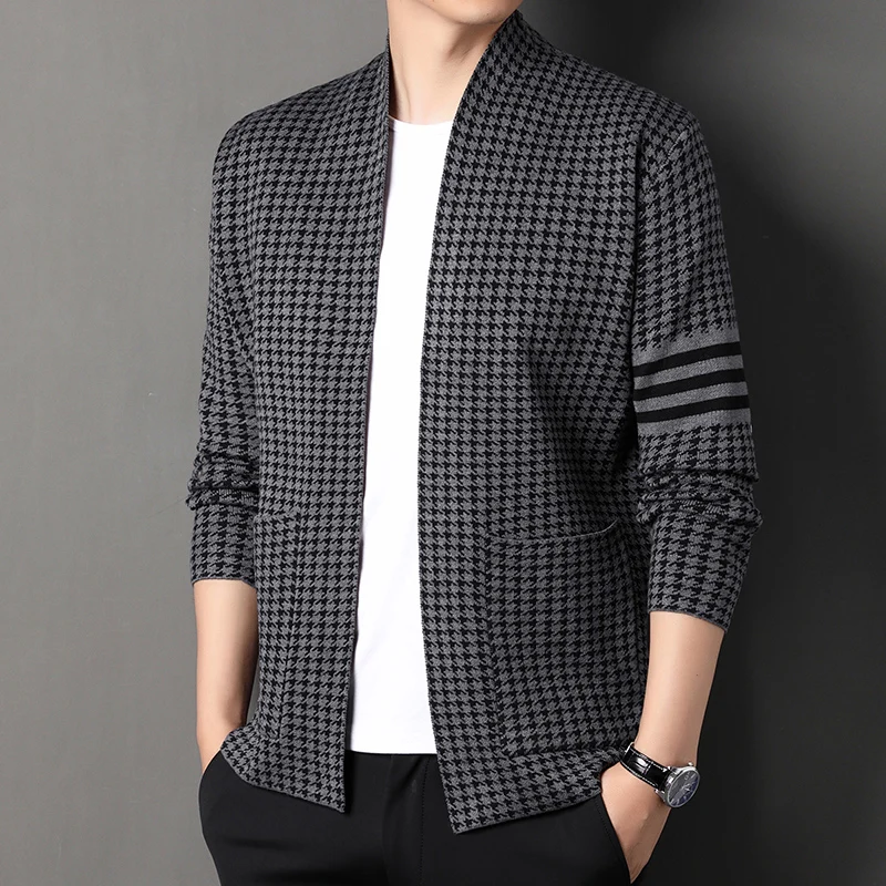 High Quality Men\'s New Spring and Autumn Cardigan Fashion Casual Coats  Knitted Sweater Men