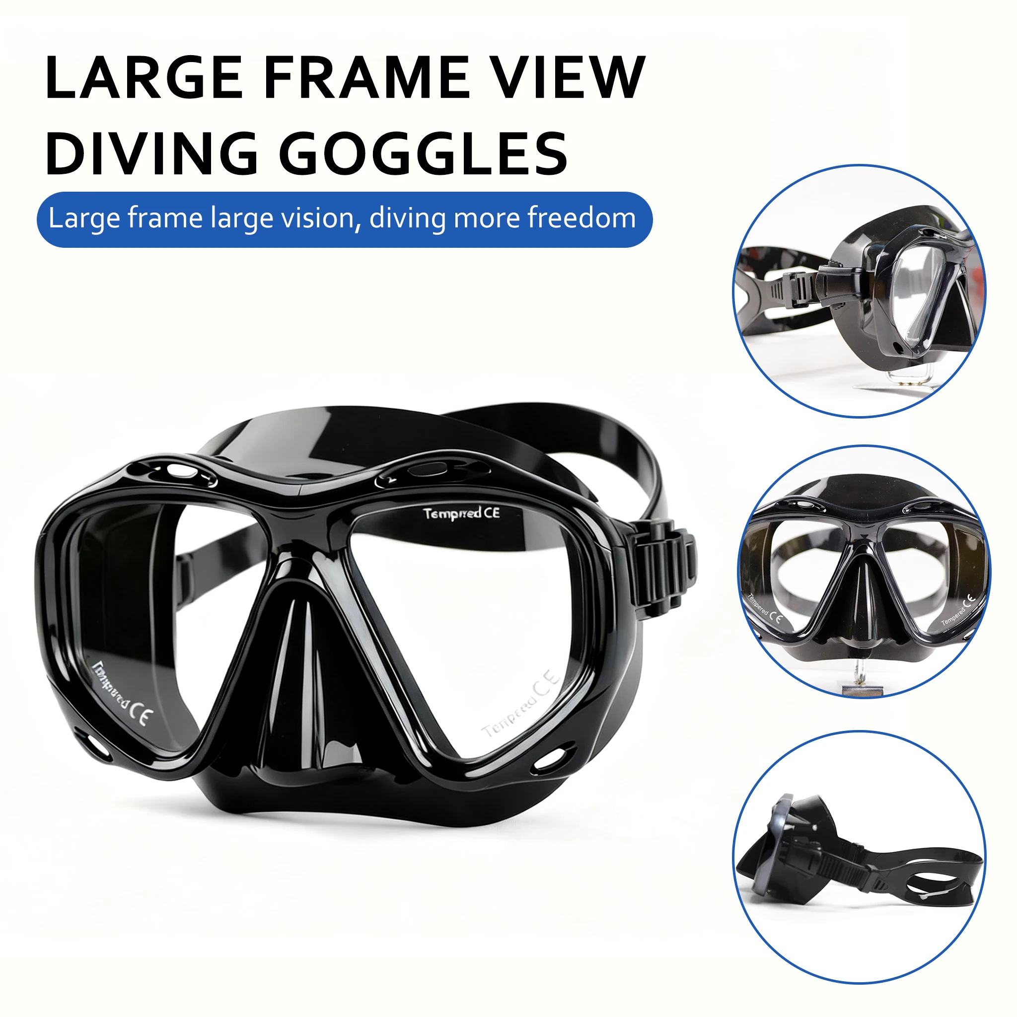 

Профессиональные очки из закаленного стекла с уплотнением, маска для дайвинга, маска для подводного плавания для взрослых, HD, большая оправа, модное силиконовое оборудование для плавания для мужчин и женщин