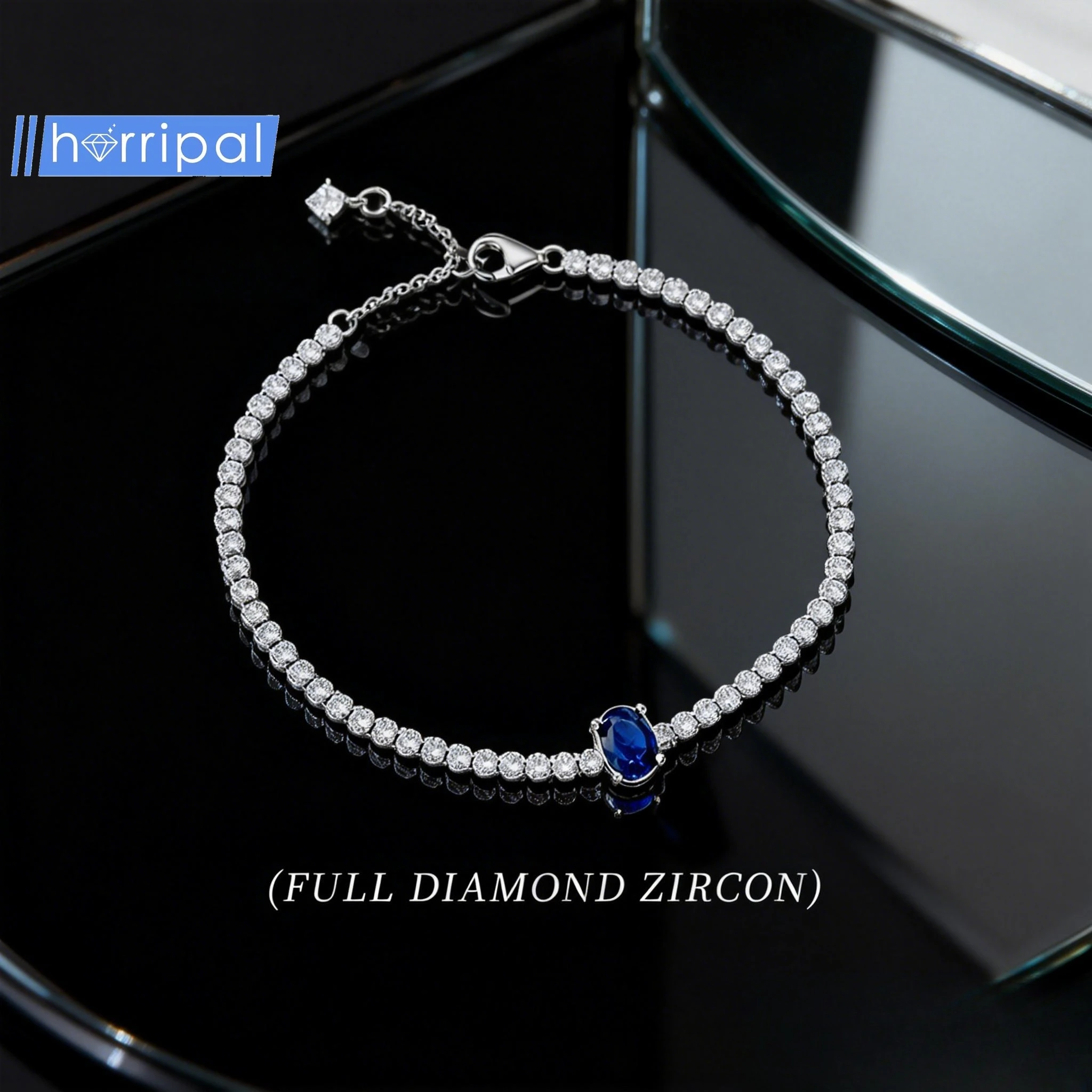 

Женский теннисный браслет из стерлингового серебра S925, полный бриллиант, циркон и сапфир, комплект элитных европейско-американских ювелирных изделий