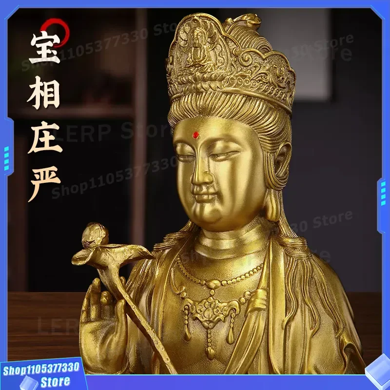 Pure Brass Manjushri Bodhisattva Statue Desktop Ornament for Home Living Room Decor Puxian Buddha Figure Direct from