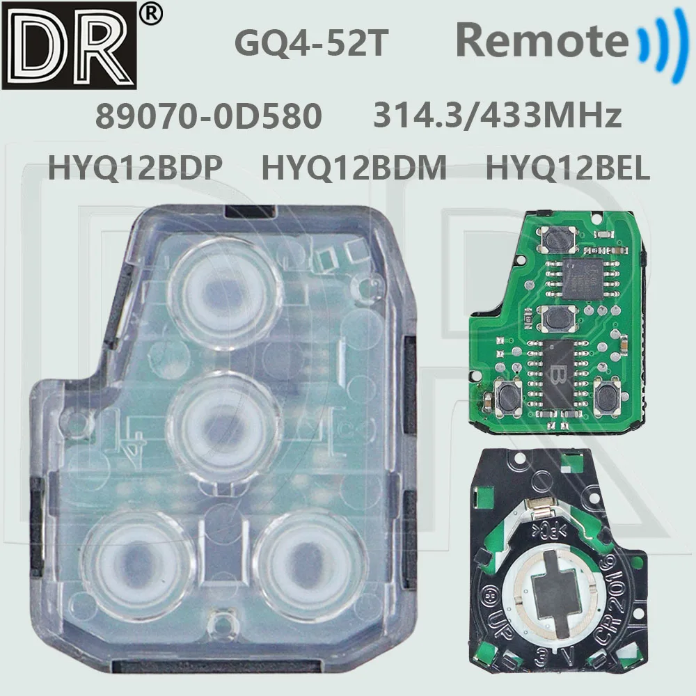 

DR HYQ12BEL/DM/DP GQ4-52T автомобильный дистанционный ключ с внутренним ядром для Toyota Corolla Camry RAV4 Combo Kluger Highlander Sequoia Tundra Tacoma