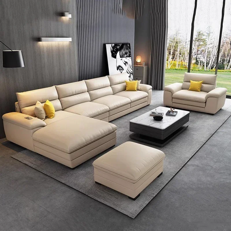 LeatherLiving Room Sofa Modern Lazy Recliner Theater Puffs Couch Sofas Sectional Bedroom Puffs Asiento Apartment Furniture