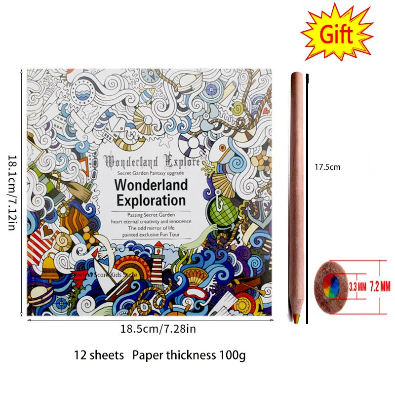 12 Sheets Mandalas Coloring Book For Adults Send Colored Pencils Children Relieve Stress Kill Time Secret Garden Graffiti Book