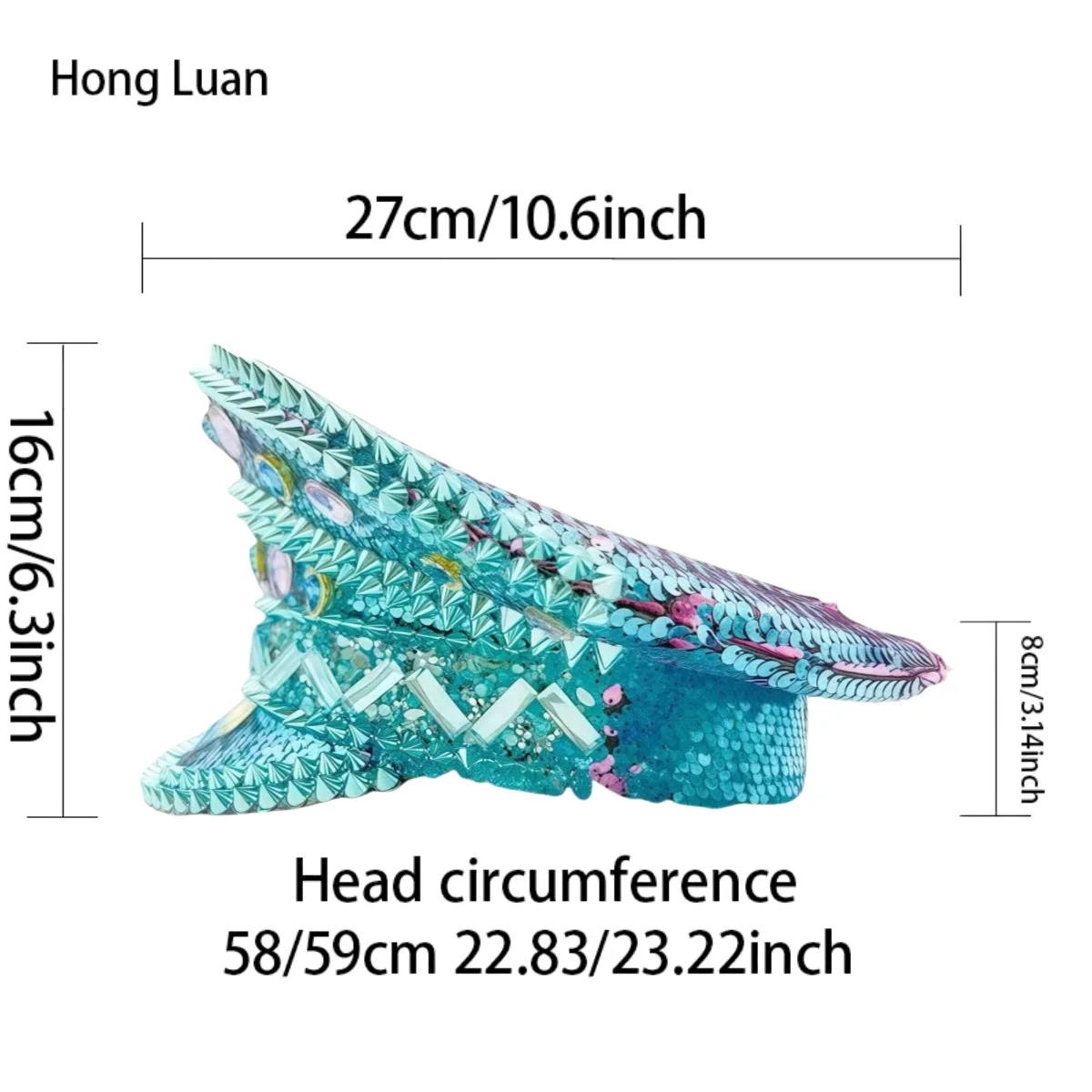 HongLuan – chapeau de Costume d'halloween bleu, chapeaux de capitaine en strass pour femme de Festival Burning Man, accessoires féminins de Cosplay