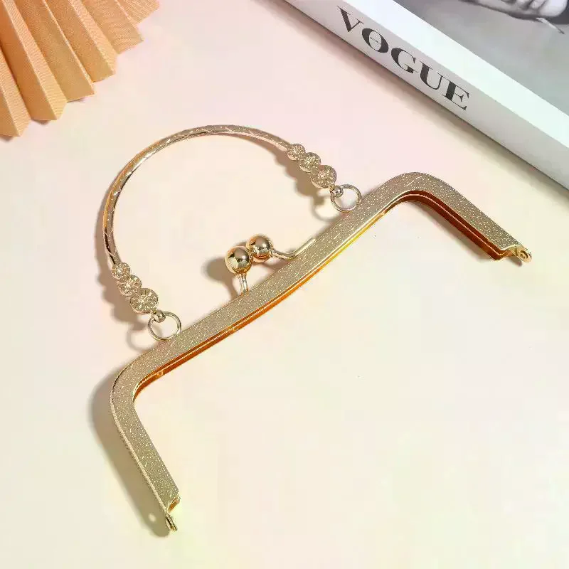 Purse Frame With Curved Handle Kiss Lock Clasp Hardware For DIY Handmade Coin Bag Evening Clutch Bag Making Accessories Metal
