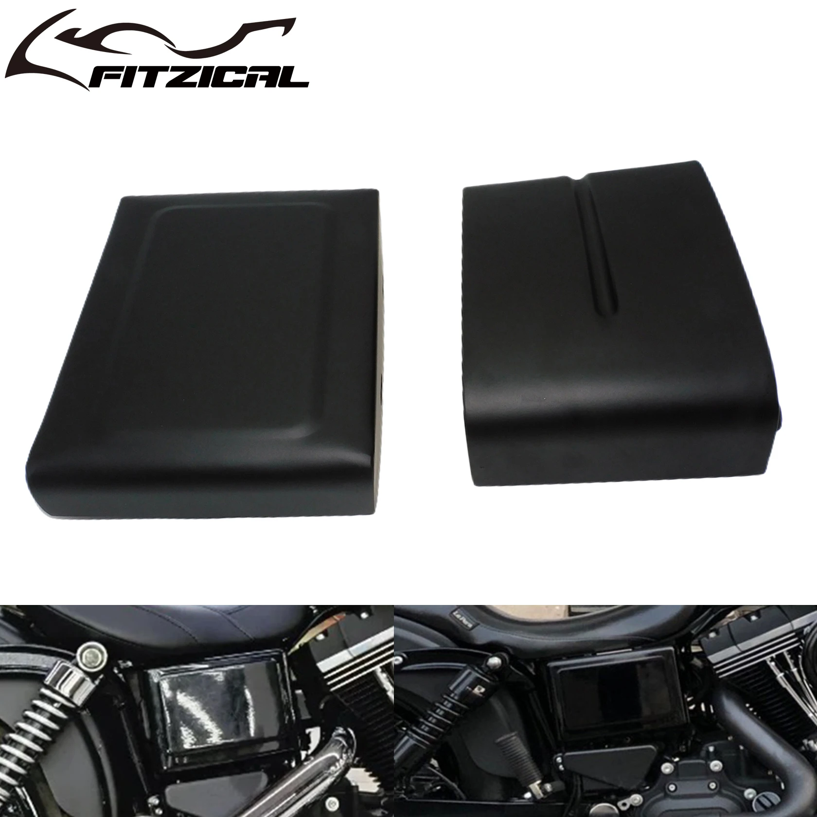 

Motorcycle Left&Right Battery Side Fairing Covers Cap Matte Black For Harley Dyna Street Bob FXDB Low Rider FXDL FXDF FXDWG FLD