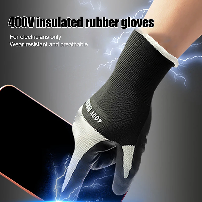 Электрические изоляционные перчатки, выдерживающие напряжение 400 В, Резиновые изоляционные перчатки для сенсорных экранов, промышленные